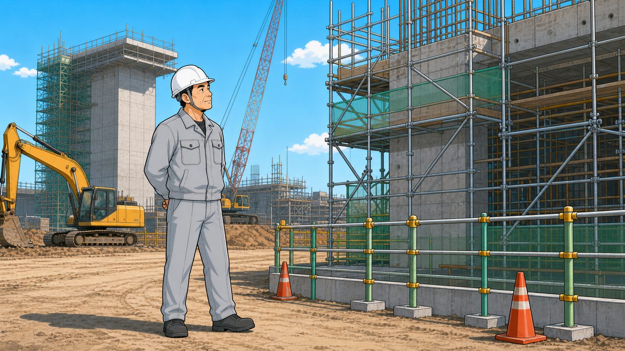工事現場を見回る現場代理人のイラスト